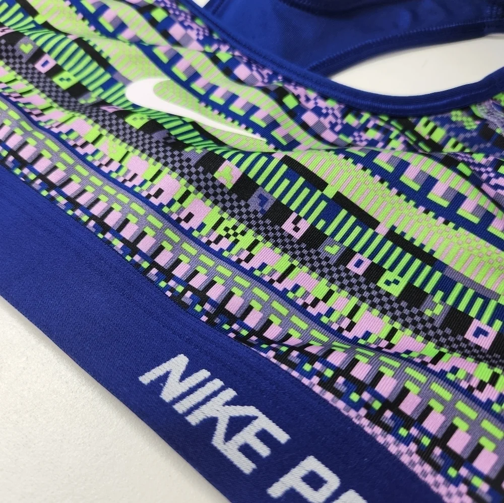 Nike Blue  Green Purple Sports Bra with Geometric Pattern